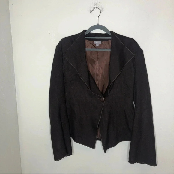 J. Jill Brown Wool Blend Blazer Size 4 - Picture 1 of 7